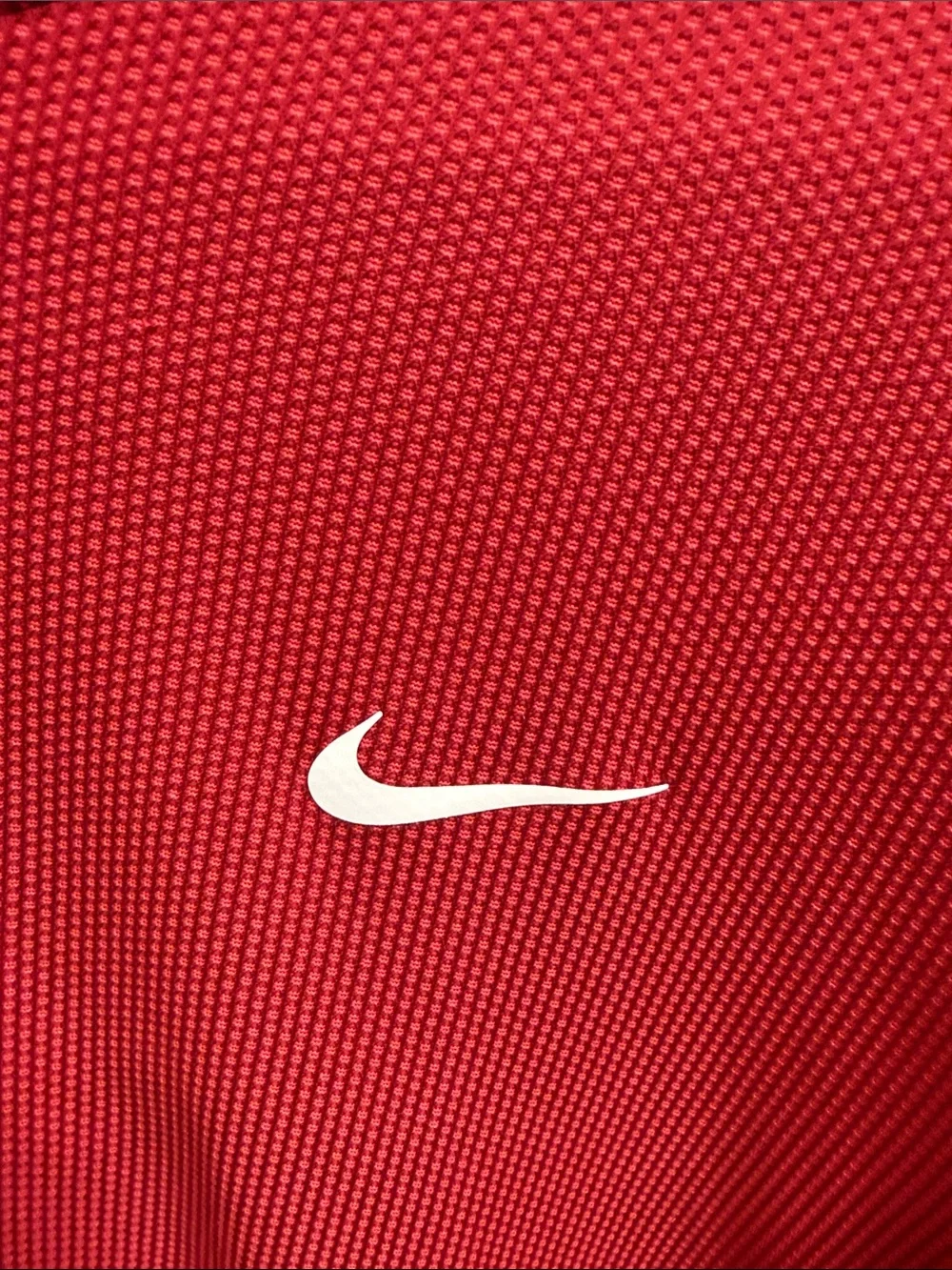 Nike Men’s Red Short-Sleeve Performance Polo with White Swoosh